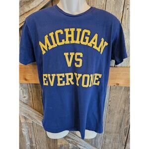 Michigan wolverines vs everyone navy yellow t shirt school game day M unisex ^